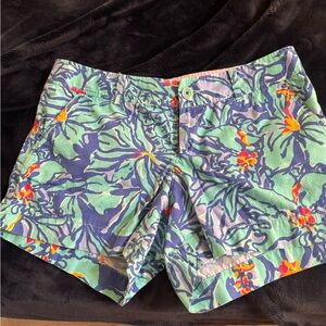 Lilly Pulitzer Blue and Green Floral Women Shorts